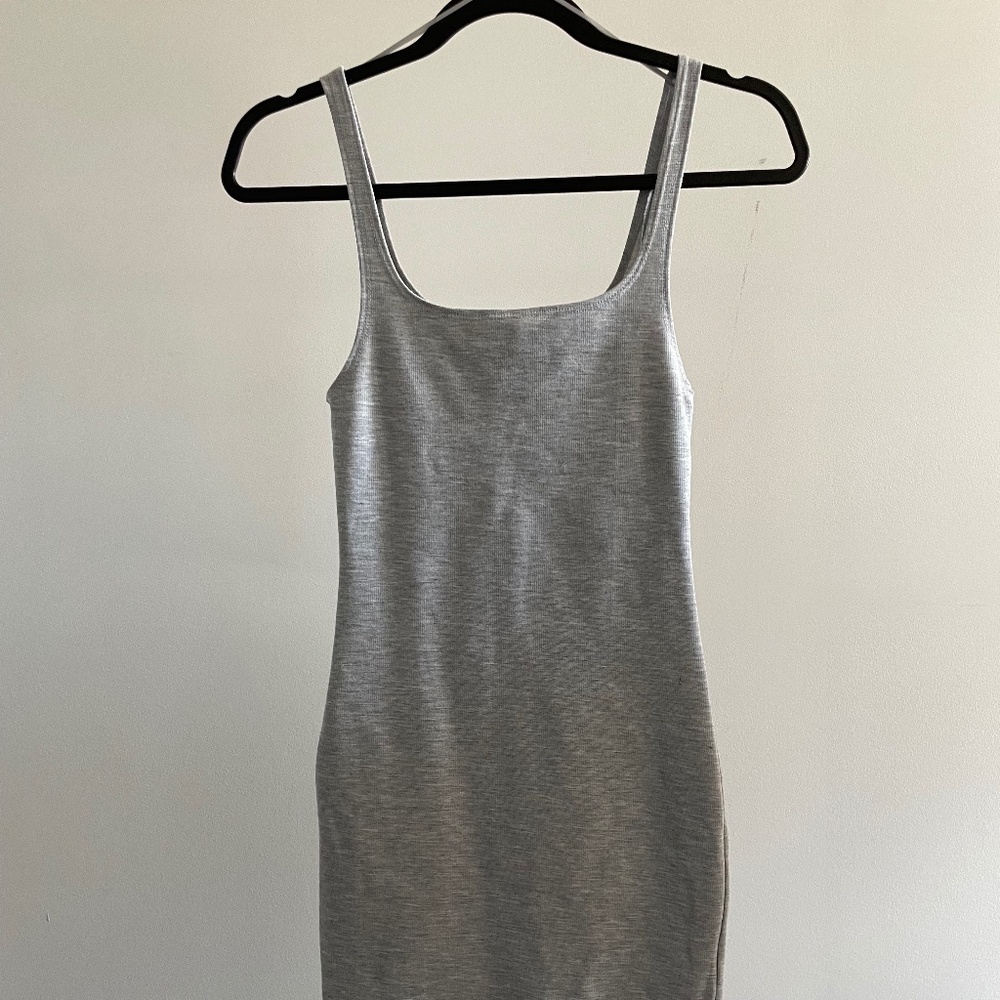 Zara Tight Fitting Grey Tank Dress - Knee Length
